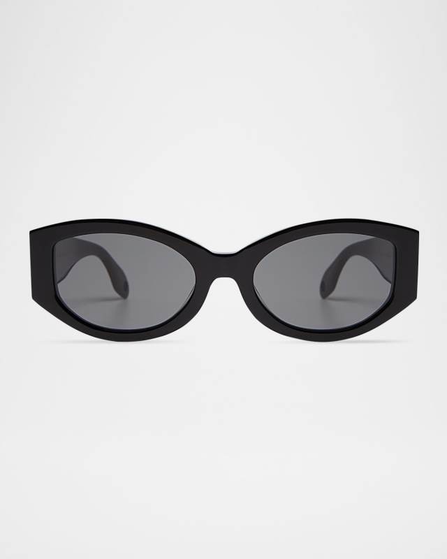 Jeannie Glossy Acetate Oval Sunglasses
